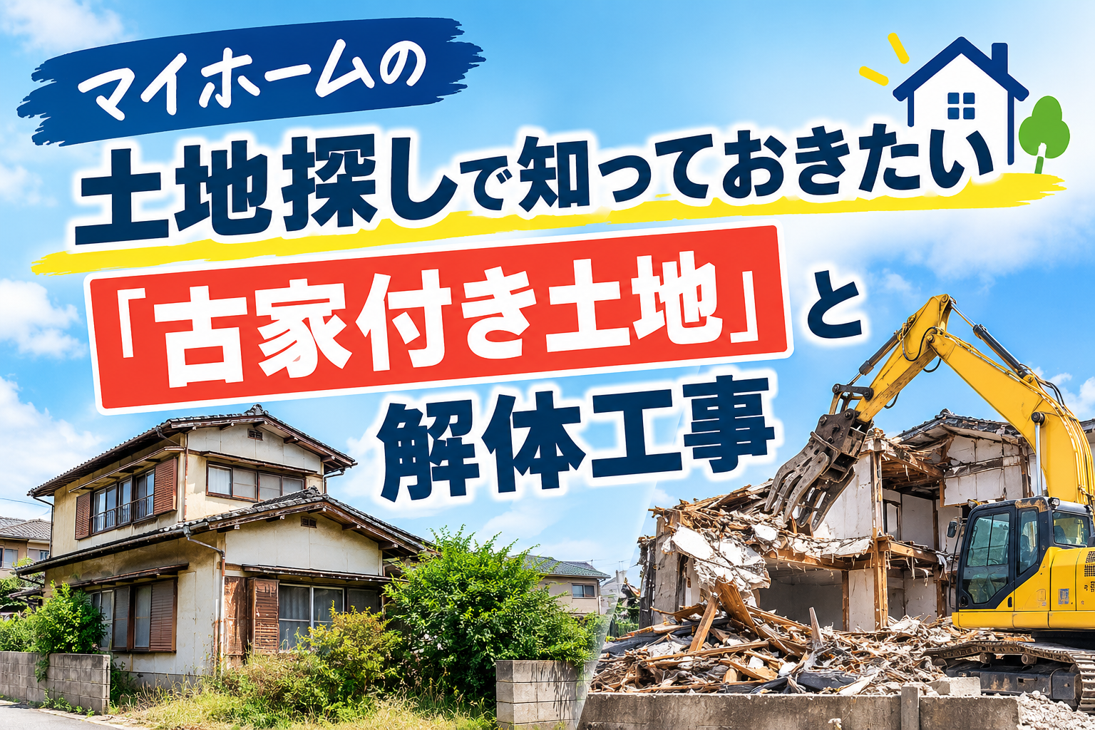 マイホームの土地探しで知っておきたい「古家付き土地」と解体工事
